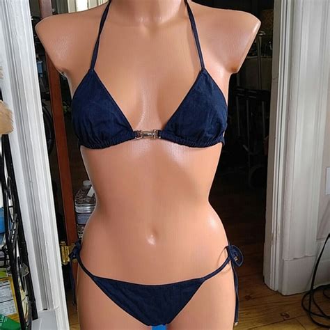 Gucci Swim Nwt 2pc Gucci Piston Lock Bikini Denim Blue Sz M Poshmark