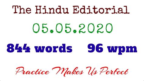 The Hindu Editorial Wpm Th May Shorthand Dictation Youtube