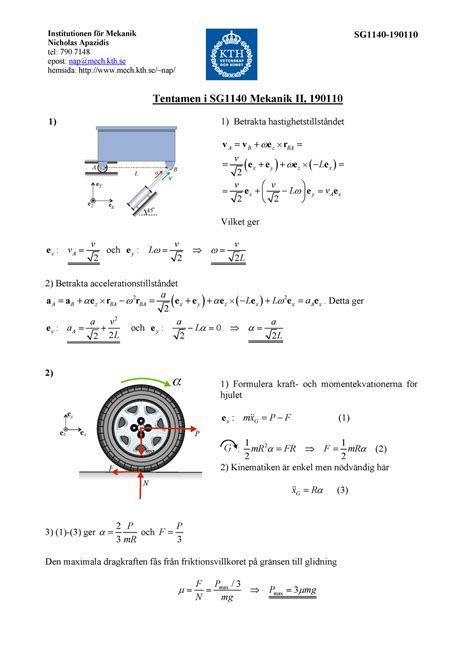 Mekanik Ii Sg L Sningar Institutionen F R Mekanik
