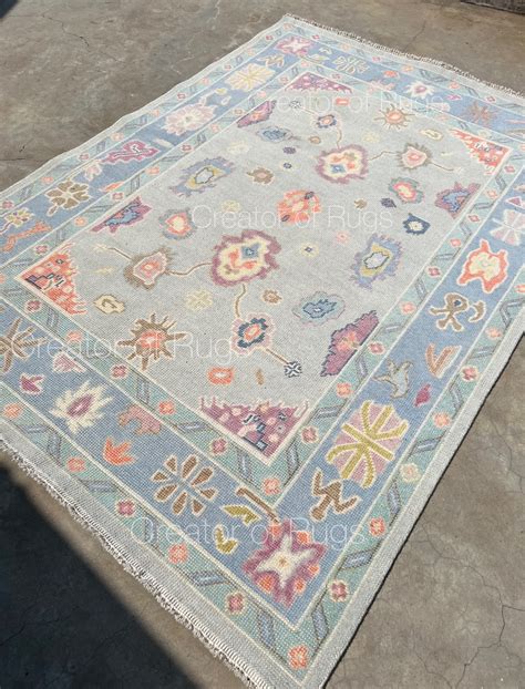 X Blue Turkish Oushak Area Rug Green Oushak Rug Handmade Etsy