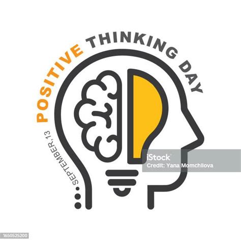 Human Silhouettes With Caption Positive Thinking Day Stock Illustration