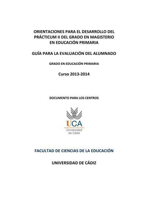 Uca Grado Ed Primaria Orientaciones Practicum Ii Pdf