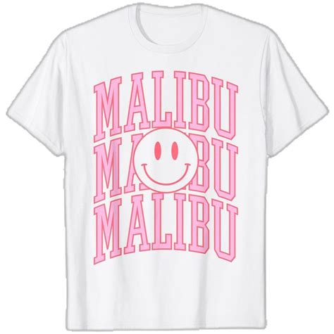 Preppy Varsity Pink Malibu California For Women Teen Girls T Shirt ในปี