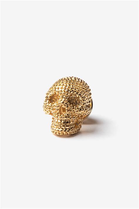 Gold Metal Fancy Skull Lapel Pin