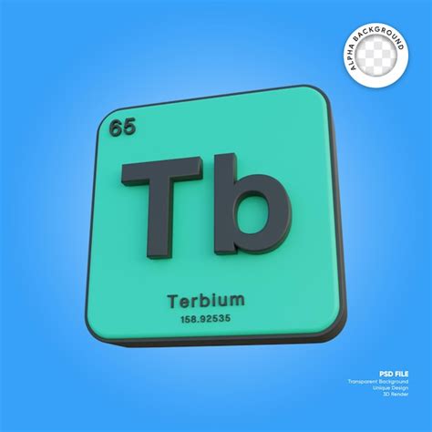 Premium PSD Terbium Chemical Element Periodic Table 3d Render