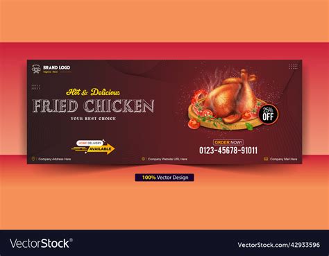 Fried chicken facebook cover web banner design Vector Image