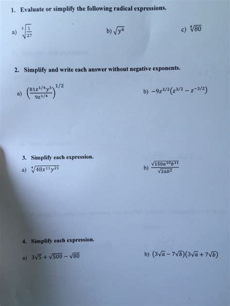 Solved Evaluate Or Simplify The Following Radical Chegg