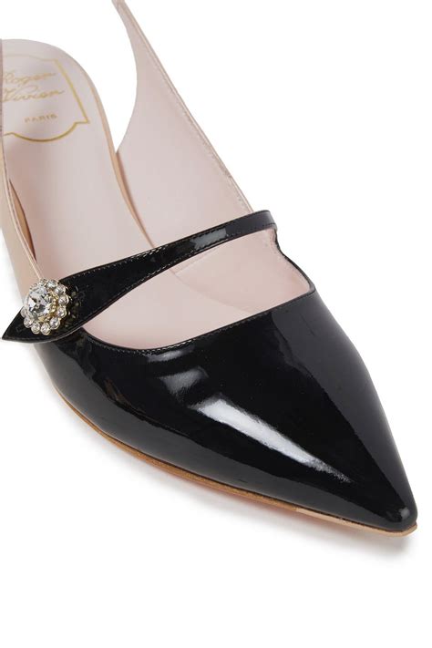 Roger Vivier Crystal Embellished Two Tone Patent Leather Slingback