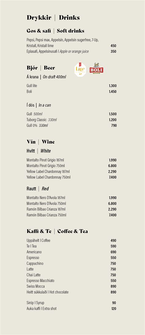 Salt Café And Bistro Matseðill Menu