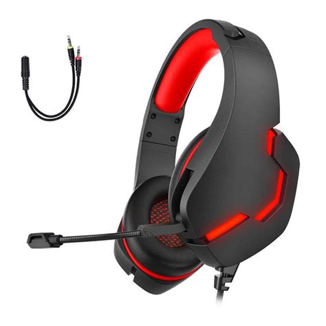 Generic Wired LED Light Gaming Headset Noise Canceling-Black Red ...