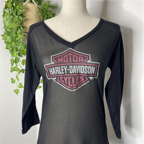 Harley Davidson Long Sleeve Sheer Shirt Size Medium... - Depop