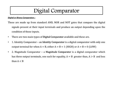 Magnitude Comparator And Types Of Mc Ppt