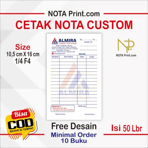 Cetak Nota Custom 2 Ply Isi 25 Set Cetak Nota Custom Nama Toko Sendiri