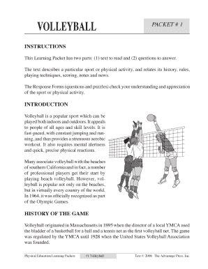 Fillable Online Volleyball Cdeastphysed Fax Email Print Pdffiller