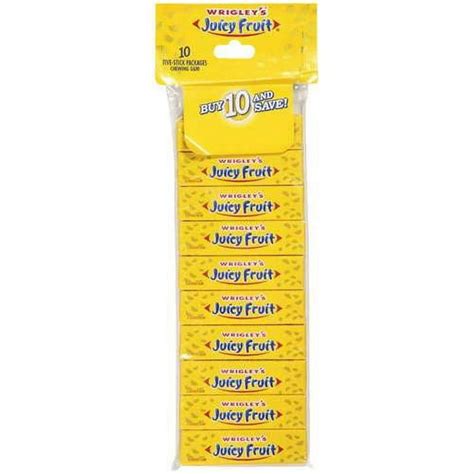 Wrigleys Juicy Fruit Flavor Gum 5 Pieces 10 Count