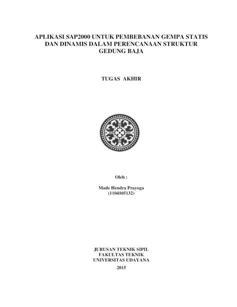 PDF APLIKASI SAP2000 UNTUK PEMBEBANAN GEMPA PDF FileDAN DINAMIS