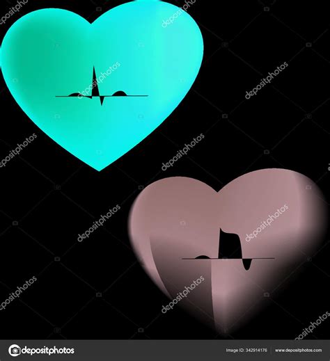 Vector Cardiogram Icon Normal Cardiac Infarction Stock Vector By