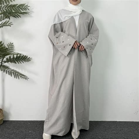 Abaya Con Frente Abierto Para Mujer Vestido Largo De Manga Larga C