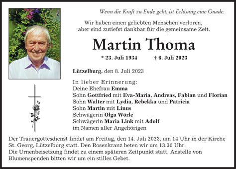 Traueranzeigen Von Martin Thoma Augsburger Allgemeine Zeitung