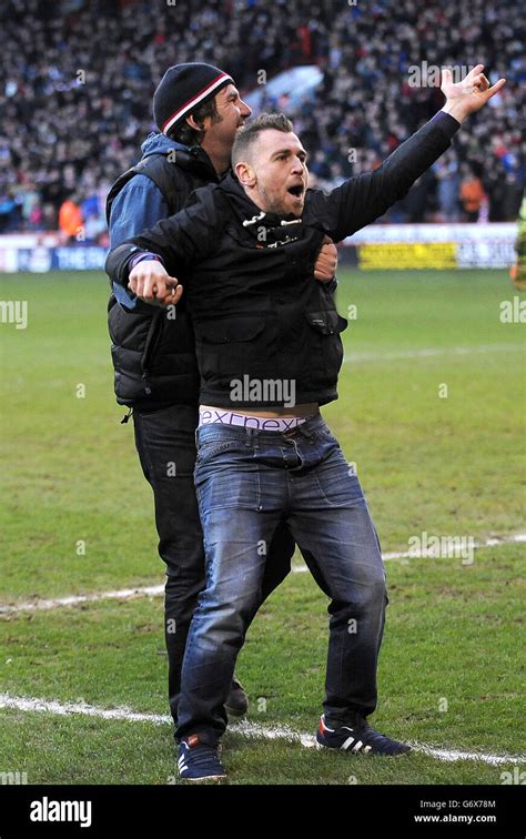 Sheffield United Fans Invade The Pitch In Celebration Stock Photo Alamy