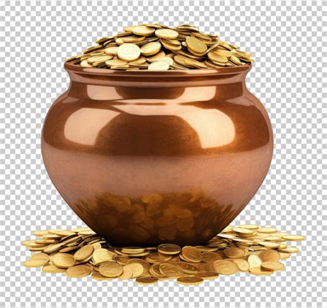 Premium PSD Pot Full Of Gold Coins Isolated On Transparent Background