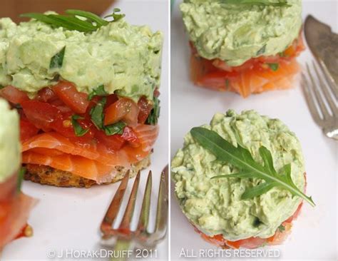 Smoked Salmon Avocado Stacks Sub The Bread Rounds For Sliced Cucumber