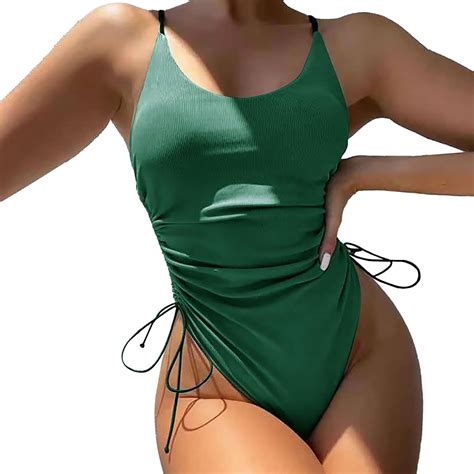 Female Swimsuit Solid Color Hawaii Monokini Leaves Bikini Monokin Lady