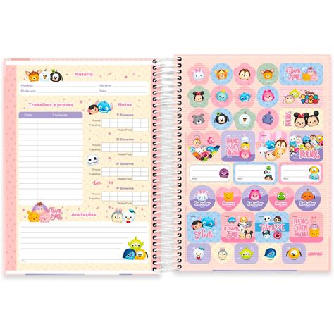 Caderno Universit Rio Capa Dura X Folhas Disney Tsum Tsum Spiral