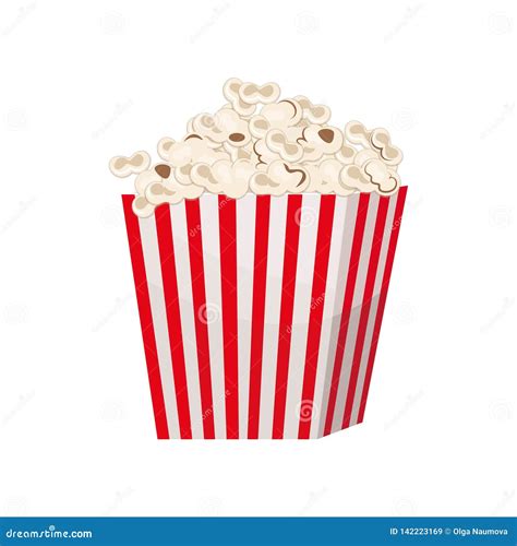 Biggest Full Red And White Striped Popcorn Bucket Isolated On White