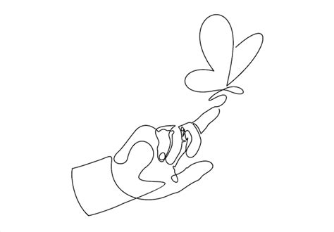 Premium Vector One Continuous Line Drawing Of Hand Holding Butterfly