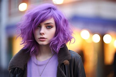 Premium Ai Image A Woman With Purple Hair