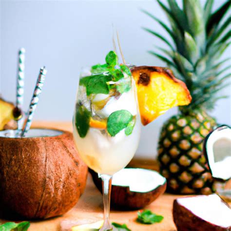 Coconut Pineapple Mojito Mocktail Refreshing Beverage Recipe Fresh