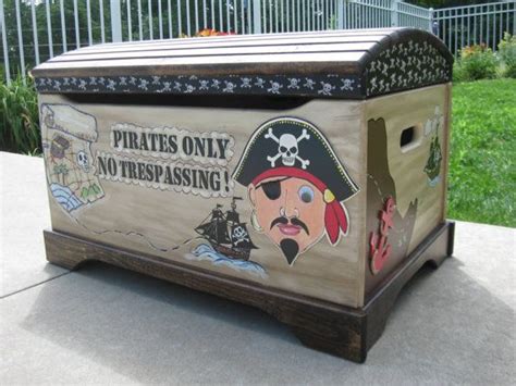 Large Hand Painted Pirate Toy Chestpirate Chest Kids Toy Etsy