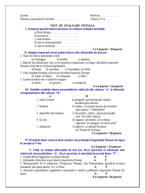 PDF 0 Test De Evaluare Initiala Clasa A Via DOKUMEN TIPS