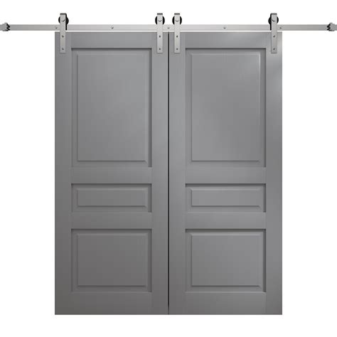 Modern Double Barn Door 60 X 84 Inches Ego 5012 Painted Grey Oak