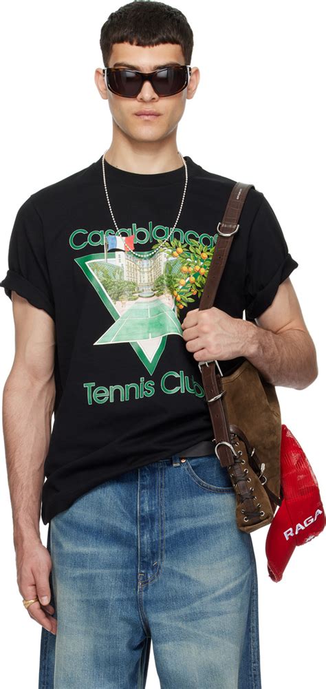 Ssense Exclusive Black Tennis Club Icon T Shirt By Casablanca On Sale