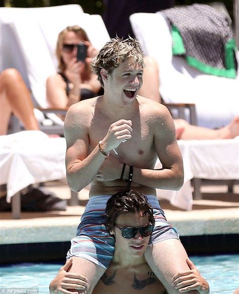 Pool With A View Shirtless One Direction Stars Harry Styles And Niall