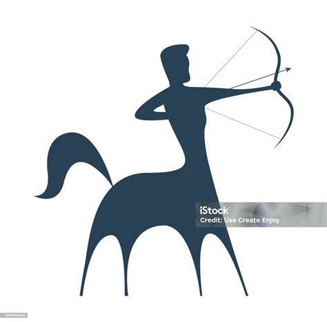 Dark Blue Zodiac Sign Silhouette Of Sagittarius Depicting Half Man Half