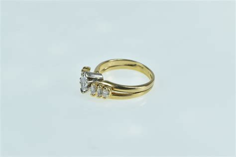 K Ctw Marquise Diamond Engagement Set Yellow Gold Ring Size