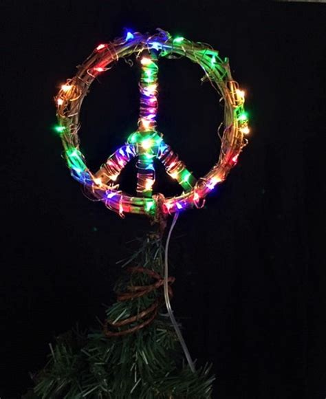 Lighted Peace Sign Christmas Tree Topper Lighted Peace Etsy Christmas Tree Toppers