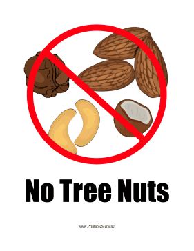 Printable Nut Allergy Sign