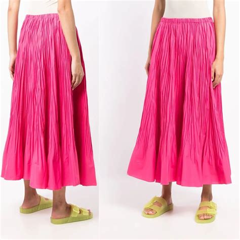 Casual Fashion Pleated A Line Midi Skirt With Elasticated Waistband