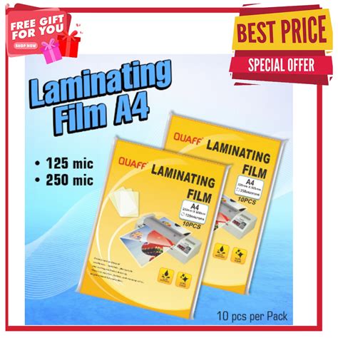 10 SHEETS QUAFF Hot Process Laminating Film 125microns 250microns