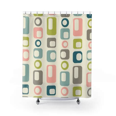 Mid Century Modern Geometric Pastels Retro Mcm Shower Curtain