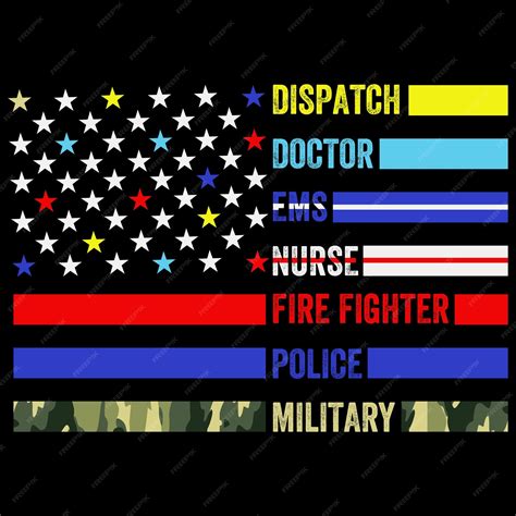 Premium Vector | First responders hero flag nurse ems police fire