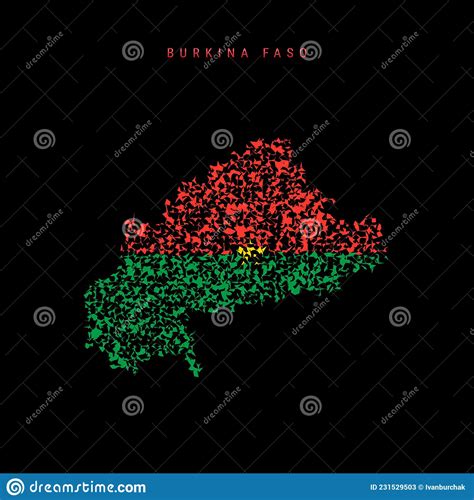 Burkina Faso Flag Map, Chaotic Particles Pattern in the Burkina Faso ...