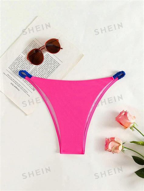 SHEIN Swim Bas De Bikini Couleur Block Tenue De Plage Maillot De Bain Festival De Musique Été