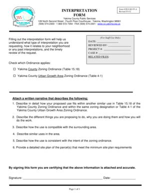 Fillable Online Yakimacounty Interpretation Form Yakima County