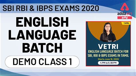 Vetri English Language Batch For Sbi Rbi And Ibps Exams In Tamil