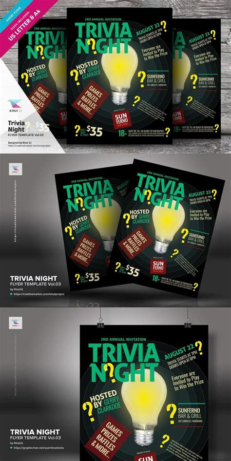 Trivia Night Flyer Template Vol.03 | Trivia night, Trivia night flyer ...